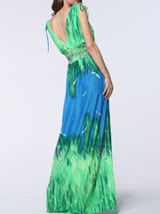 Slimming Alluring Sexy Deep V-Neck Maxi Dress