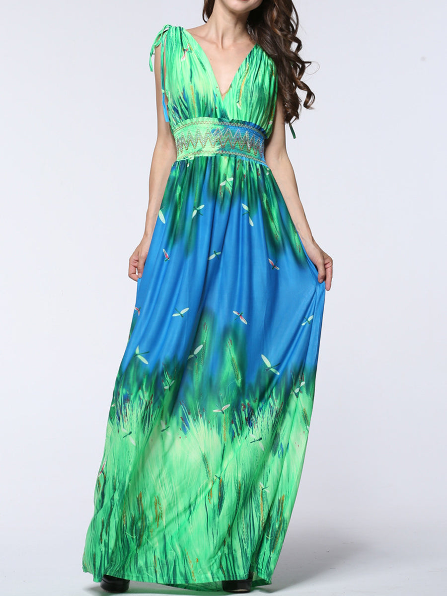Slimming Alluring Sexy Deep V-Neck Maxi Dress