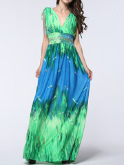 Slimming Alluring Sexy Deep V-Neck Maxi Dress