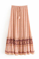 Boho Skirt, Hippie Skirts, Maxi Skirt, Pink Melon Pink Peacock