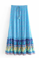 Boho Skirt, Hippie Skirts, Maxi Skirt, Blue Peacock