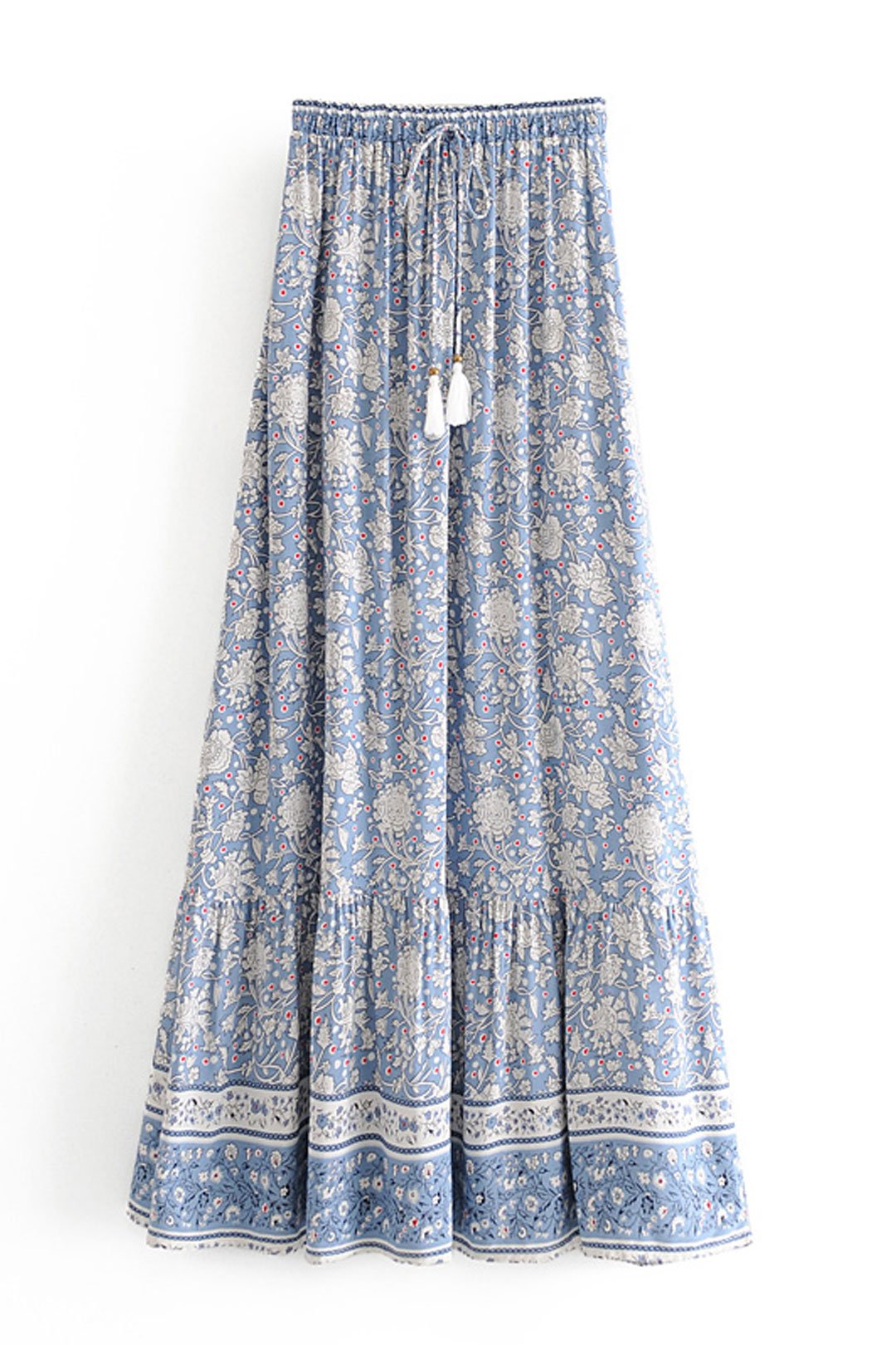 Boho Skirt, Hippie Skirts, Maxi Skirt, Wild Flower Blue Sky