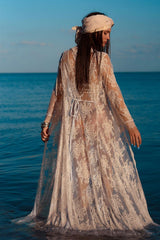 Boho Robe, Lace Gown Robe, Sexy Lingerie Robes, Sofia Robe in Black