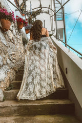 Boho Robe, Lace Gown Robe, Sexy Lingerie Robes, Sofia Robe in White