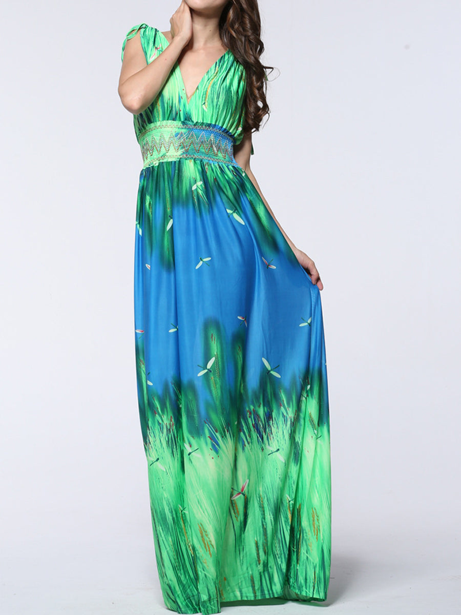 Slimming Alluring Sexy Deep V-Neck Maxi Dress