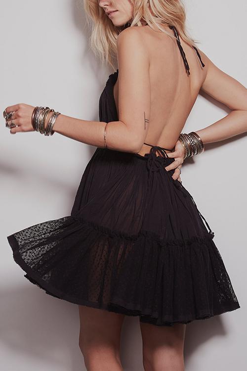 Ruffles Backless Slip Mini Dress