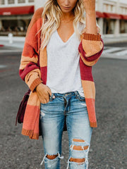 翻译0914 Bat Sleeve Rainbow Striped Cardigan