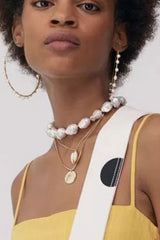 Boho Necklace, Peal Choker, White Sea Shell
