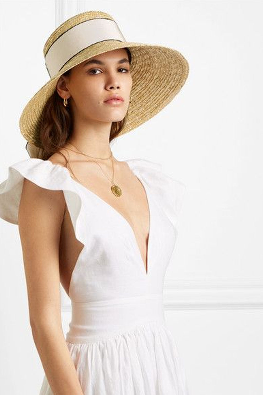 Boho Hat, Beach Sun Hat, Retro Straw Hat Anna with Ribbon  Beige and Black