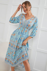 Boho Maxi Dress, Sundress, Lily-Rose in Blue