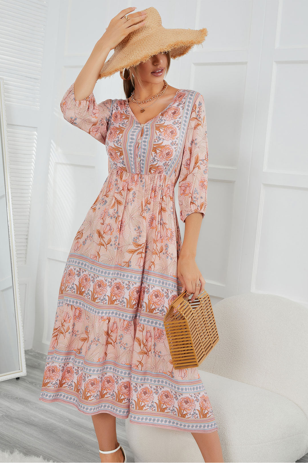 Boho Maxi Dress, Sundress, Lily-Rose in Orose