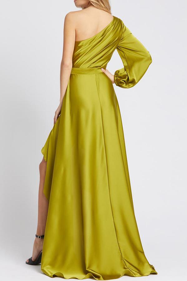 Rhythm of My Heart One Shoulder Satin High/Low Dress