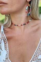 Boho Necklace, Tila Bead Choker with Bracelet, Color of Life