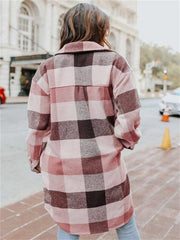 Fashion Plaid  Long Sleeve Coat