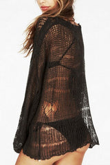 Boho Sweater, Knit Sweater, Sexy Her Me in Black
