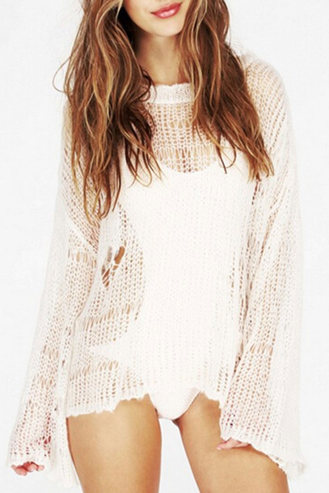 Boho Sweater, Knit Sweater, Sexy Her Me in White