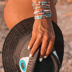 Boho Necklace, Tila Bead Choker with Bracelet, Color of Life