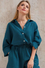 Boho Pajamas, Pajamas Sets for Women, Lucy Cotton  in Gray and Green