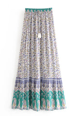 Boho Skirt, Hippie Skirts, Maxi Skirt, Paisley Green