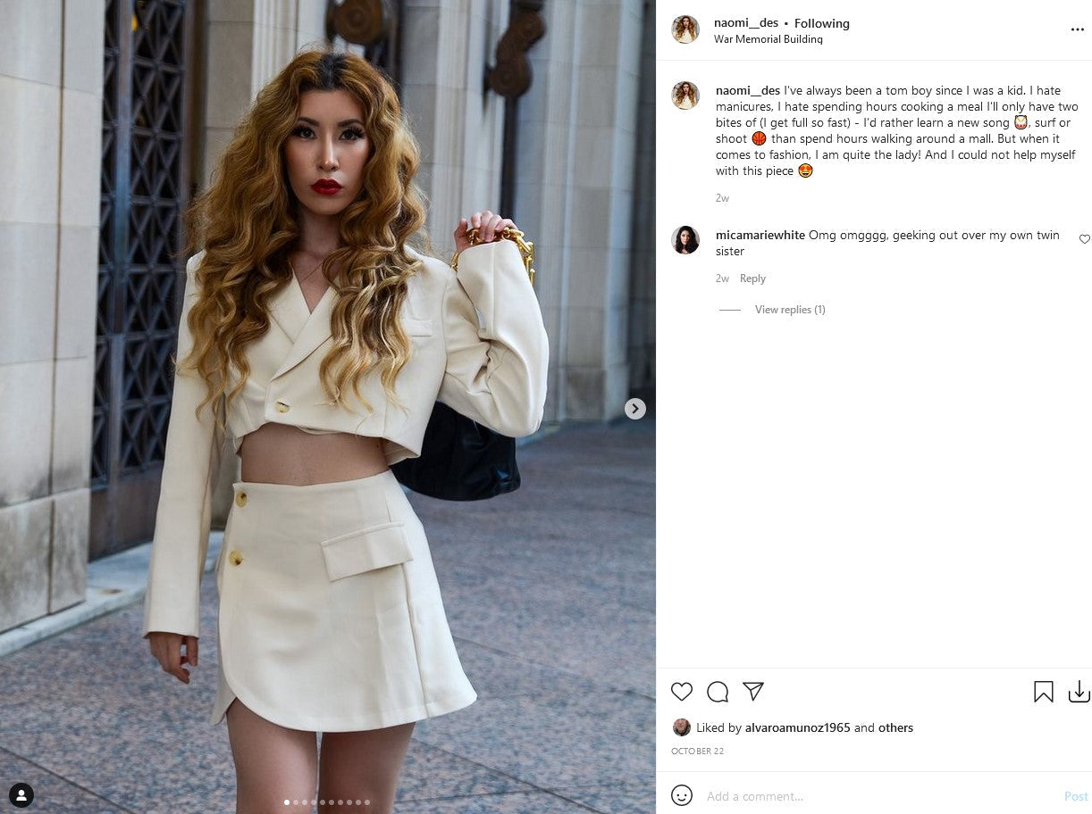Vintage  Two Piece Set, Matching Crop Blazer and Mini Skirt, Charlotte in White Ivory