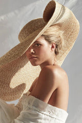 Boho Hat, Beach Hat, Extra Wide Brim Raffia Hat, Sierra Yellow High Quality (1 m, brim 40 cm)