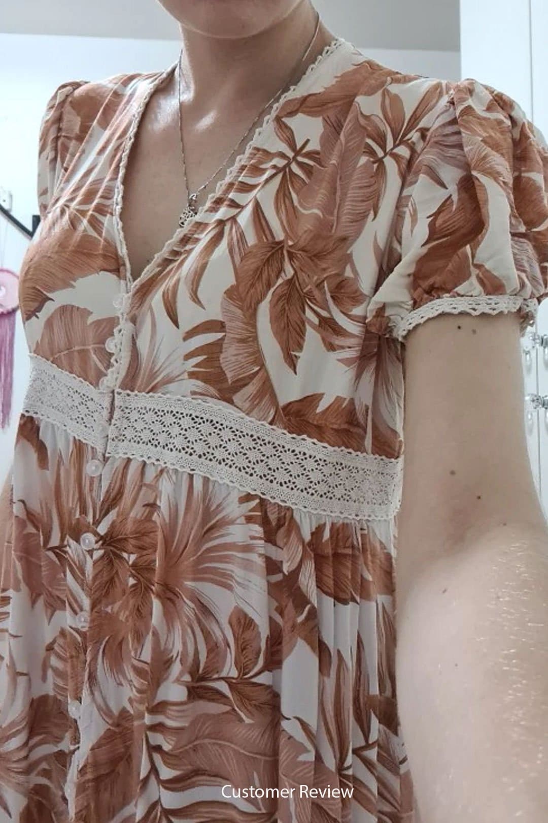 Boho Midi Dress, Tropical Forest in Dry Leave