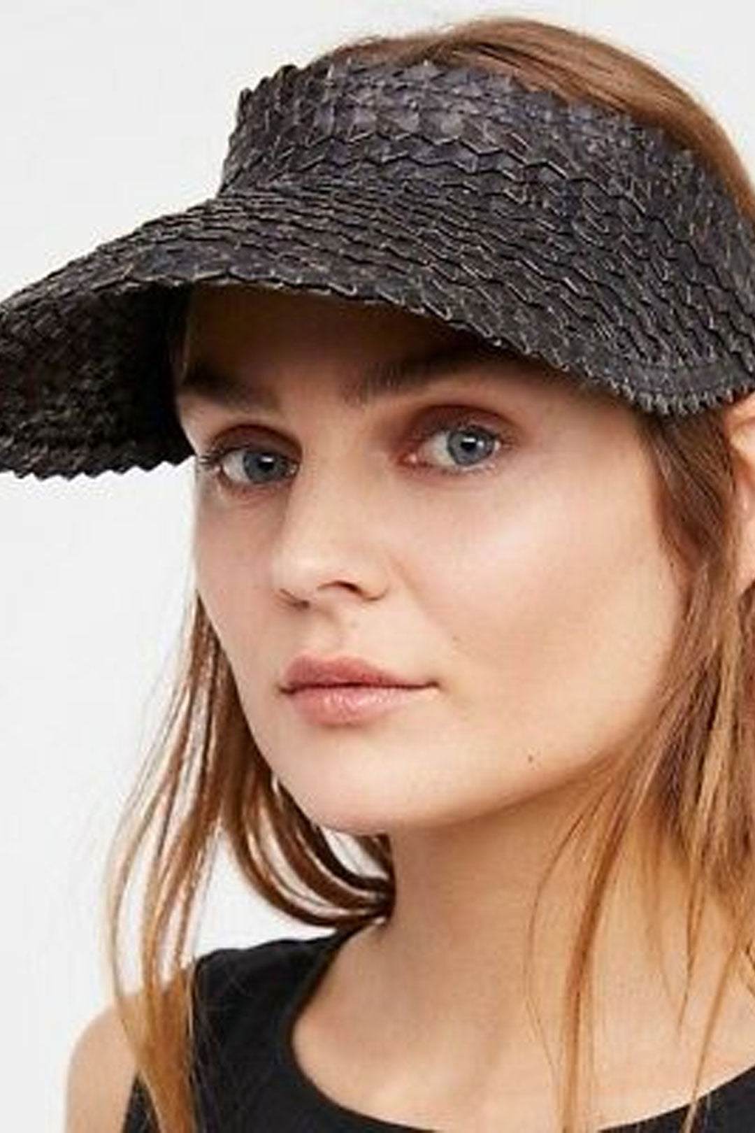 Boho Hat, Sun Hat, Beach Hat, Shade Visor Beige Straw Cap, Two-tone Black Coffee