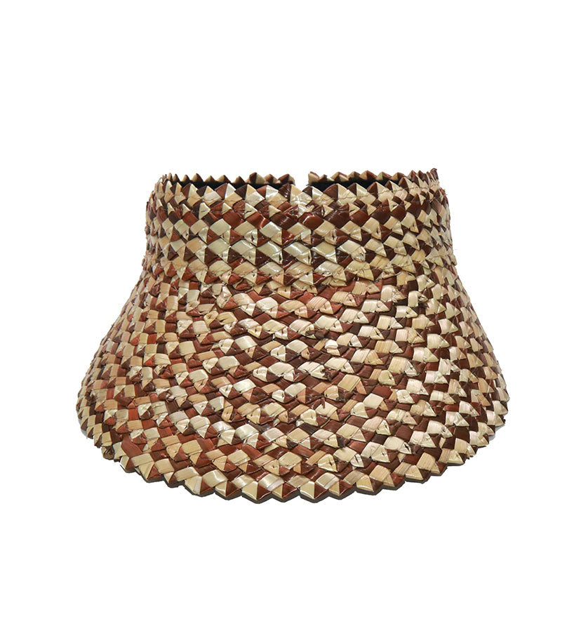 Boho Hat, Sun Hat, Beach Hat, Shade Visor Beige Straw Cap, Two-tone Black Coffee