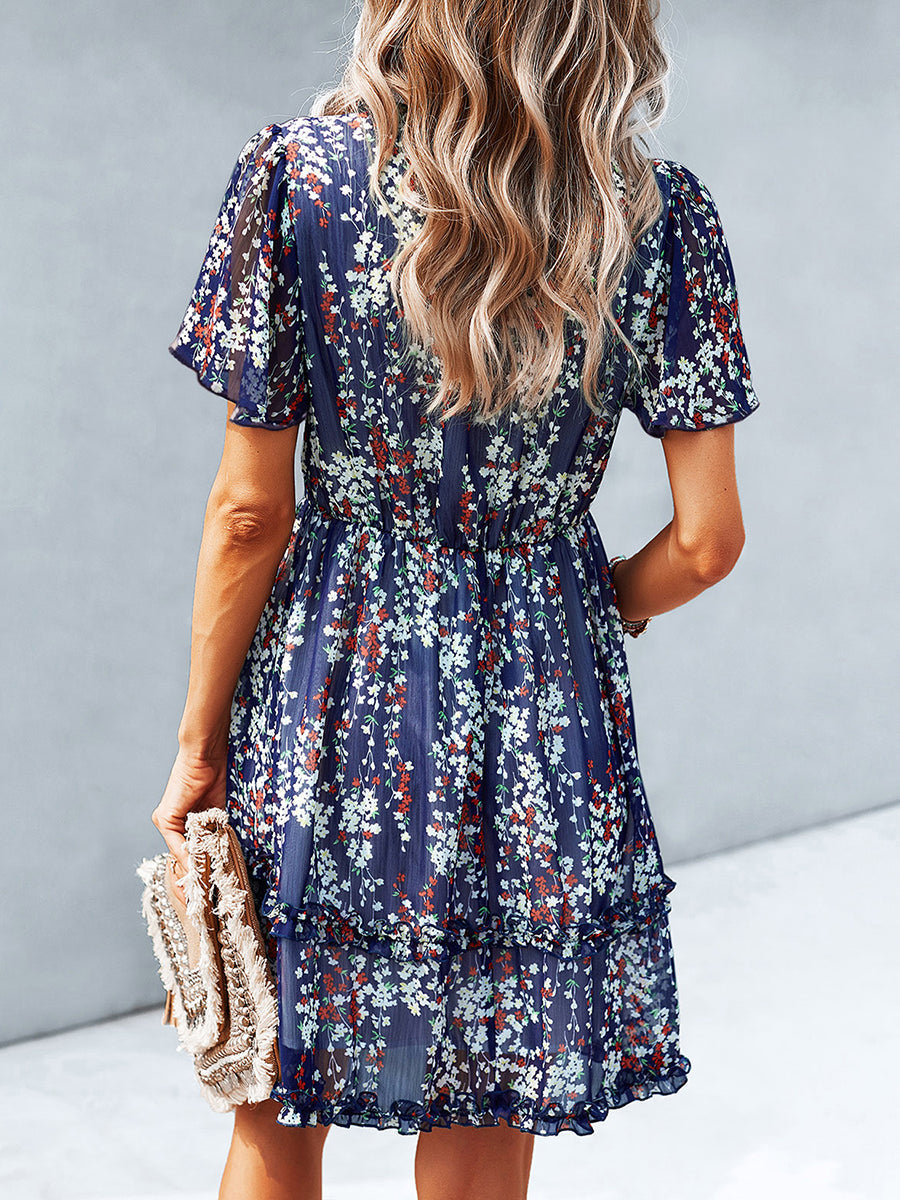 Women's Dresses Temperament Commuting Floral Sexy Mini Dress