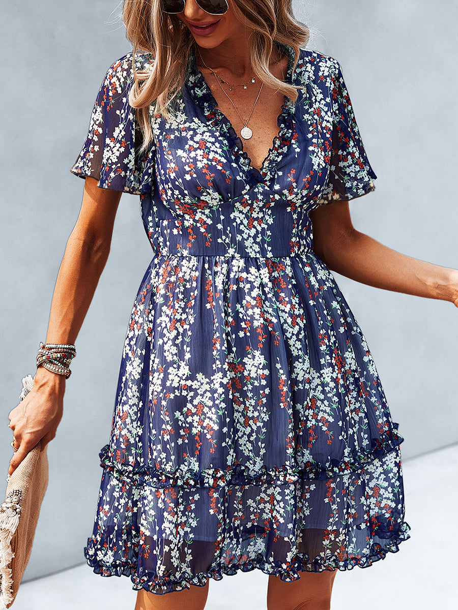 Women's Dresses Temperament Commuting Floral Sexy Mini Dress