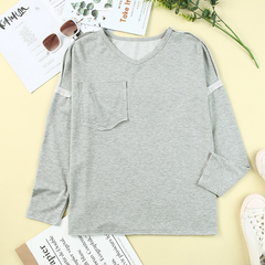 Loose Long Sleeve Solid Color Blouse Top