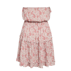 Off Shoulder Chest Wrap Floral Ruffle Mini Dress
