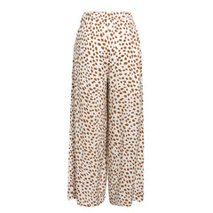 Leopard Print Elastic Waist Pants Wide Leg