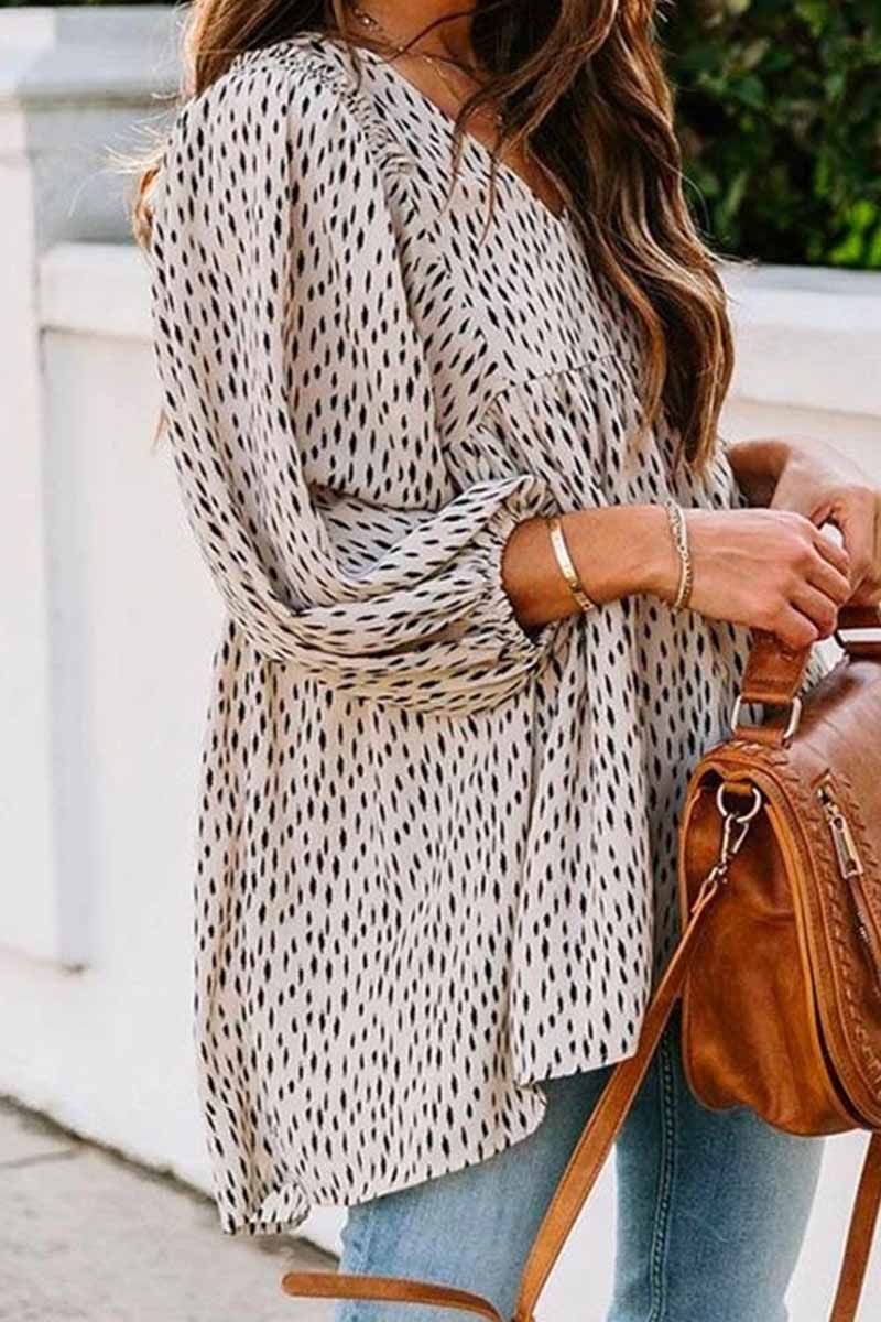 Loose And Simple V-Neck Floral Tops