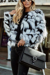 Mix Color Faux Fur Coat