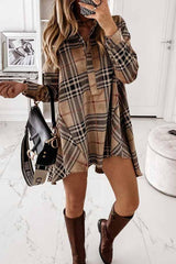 Latice Printed Long Sleeve Casual Mini Dress