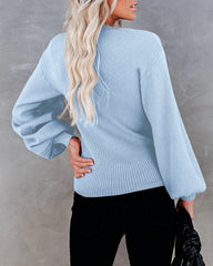 Cross V Neck Long Sleeve Knitted Sweater