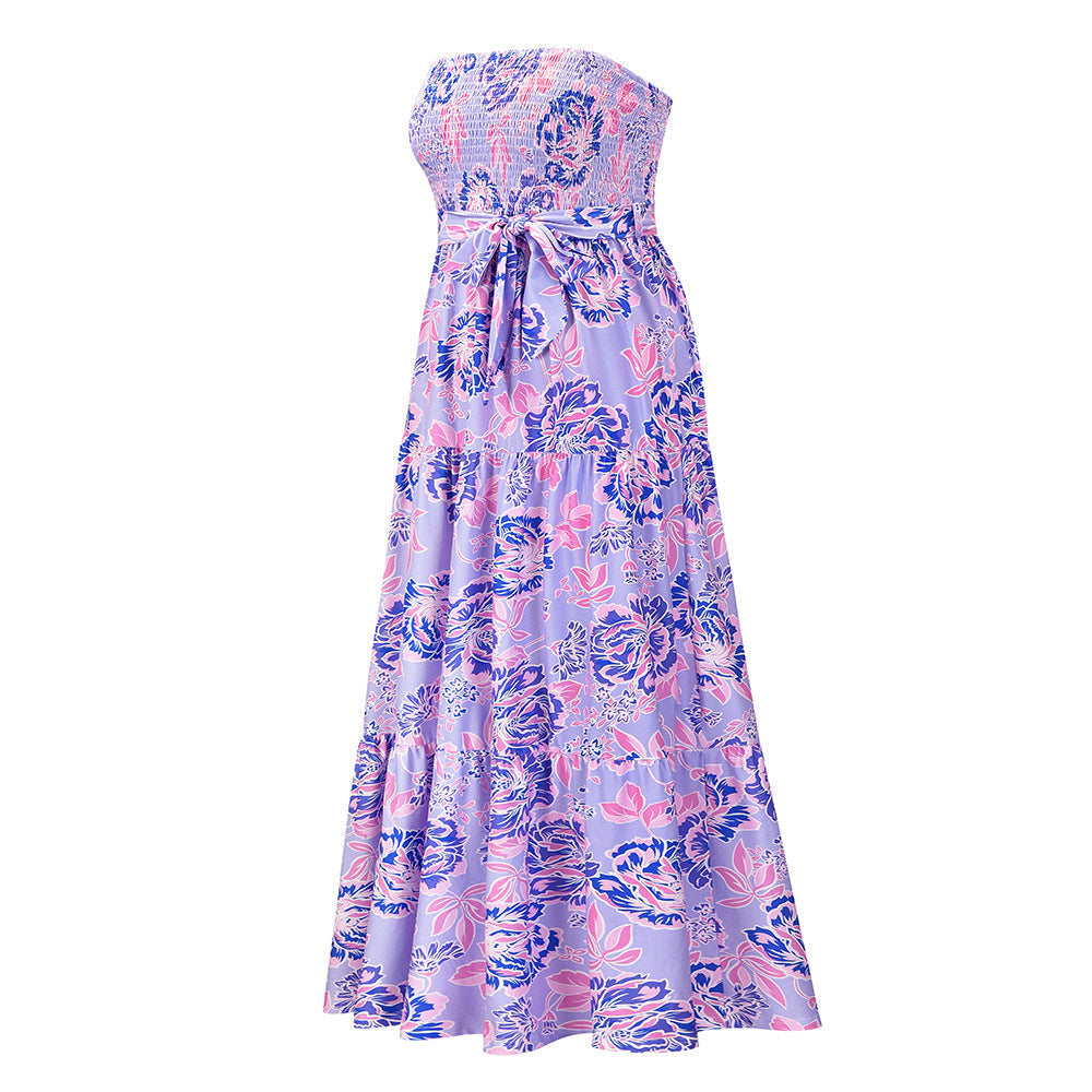 Sleeveless Backless High Waist Loose Floral Maxi Dress