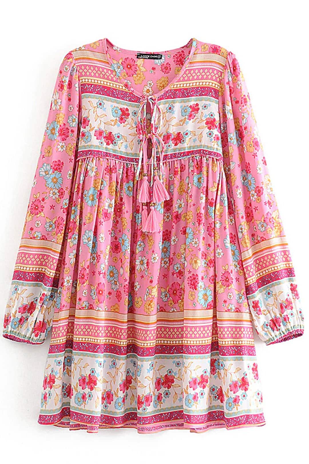 Boho Mini Dress  Daisy Mind in Pink
