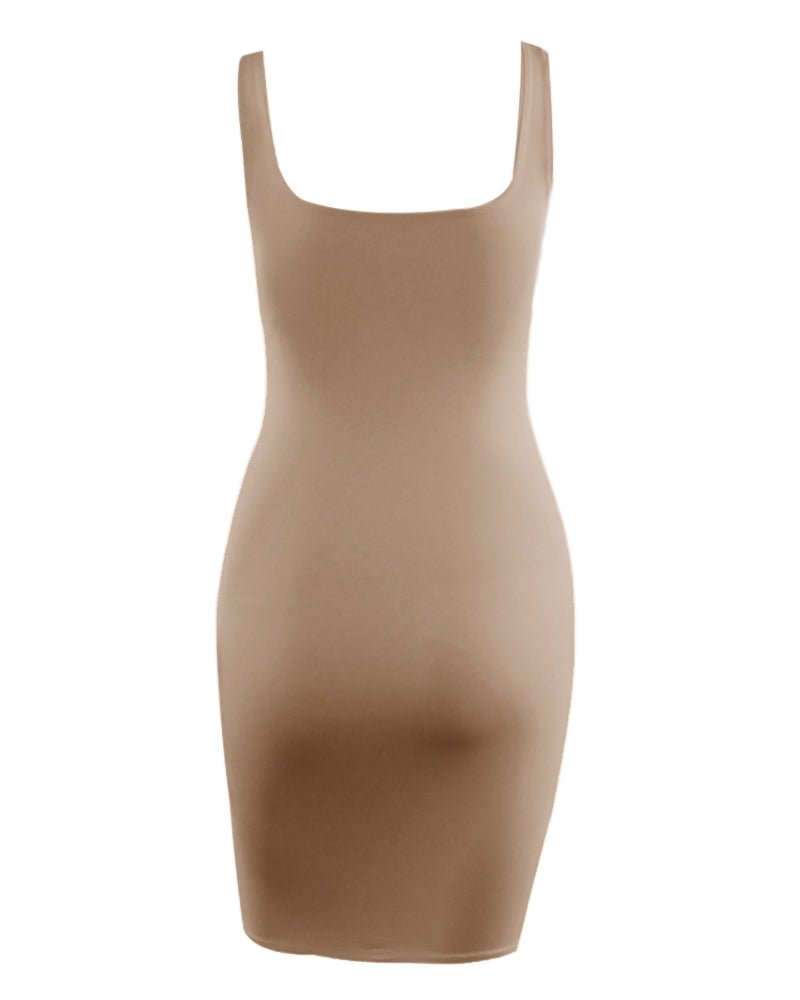 Solid Form Fitting Tank Mini Dress
