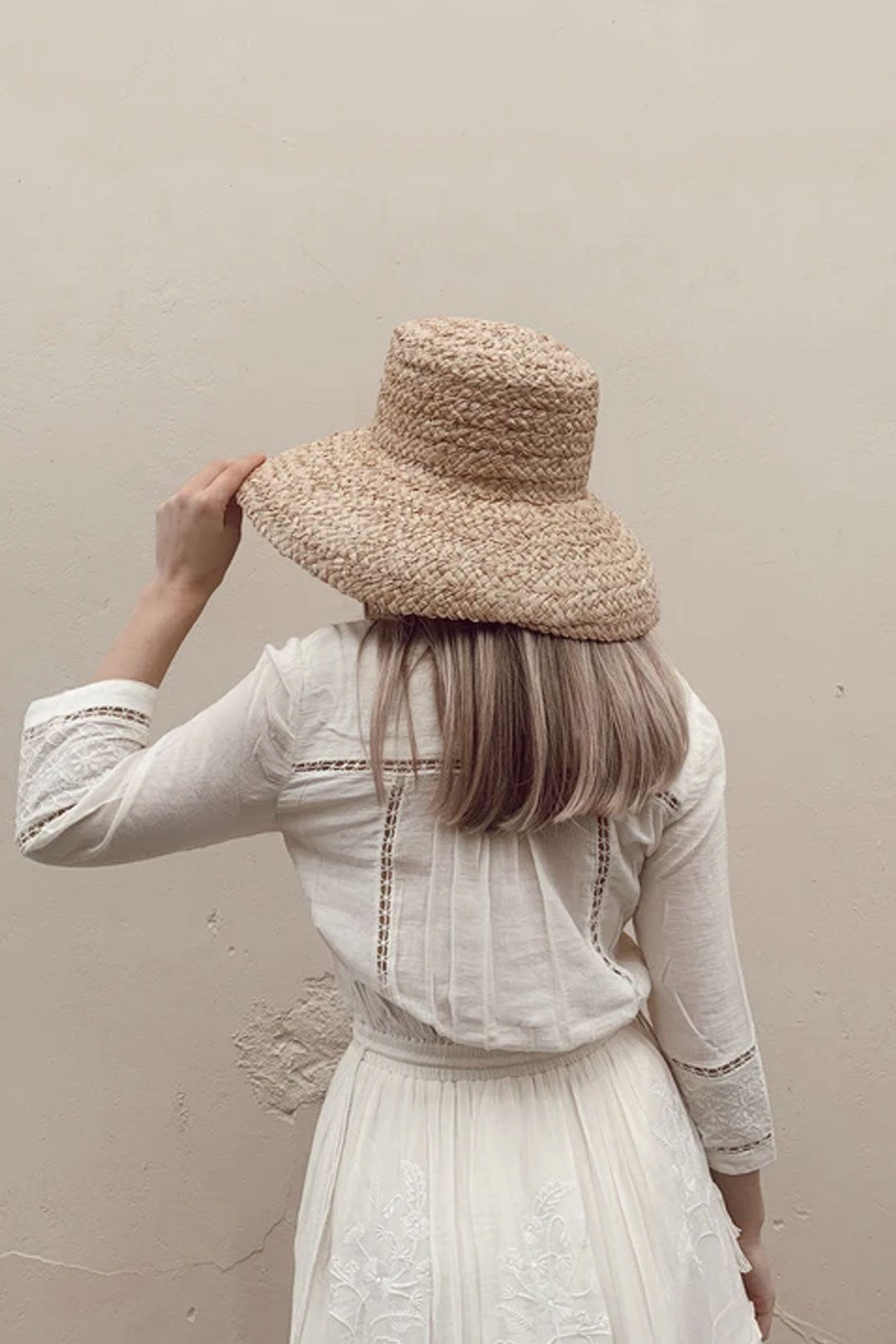 Boho Hat, Sun Beach Hat, Raffia Hat, Camila Retro Bucket Hat with Black and White Ribbon