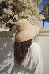 Boho Hat, Sun Beach Hat, Raffia Hat, Camila Retro Bucket Hat with Black and White Ribbon