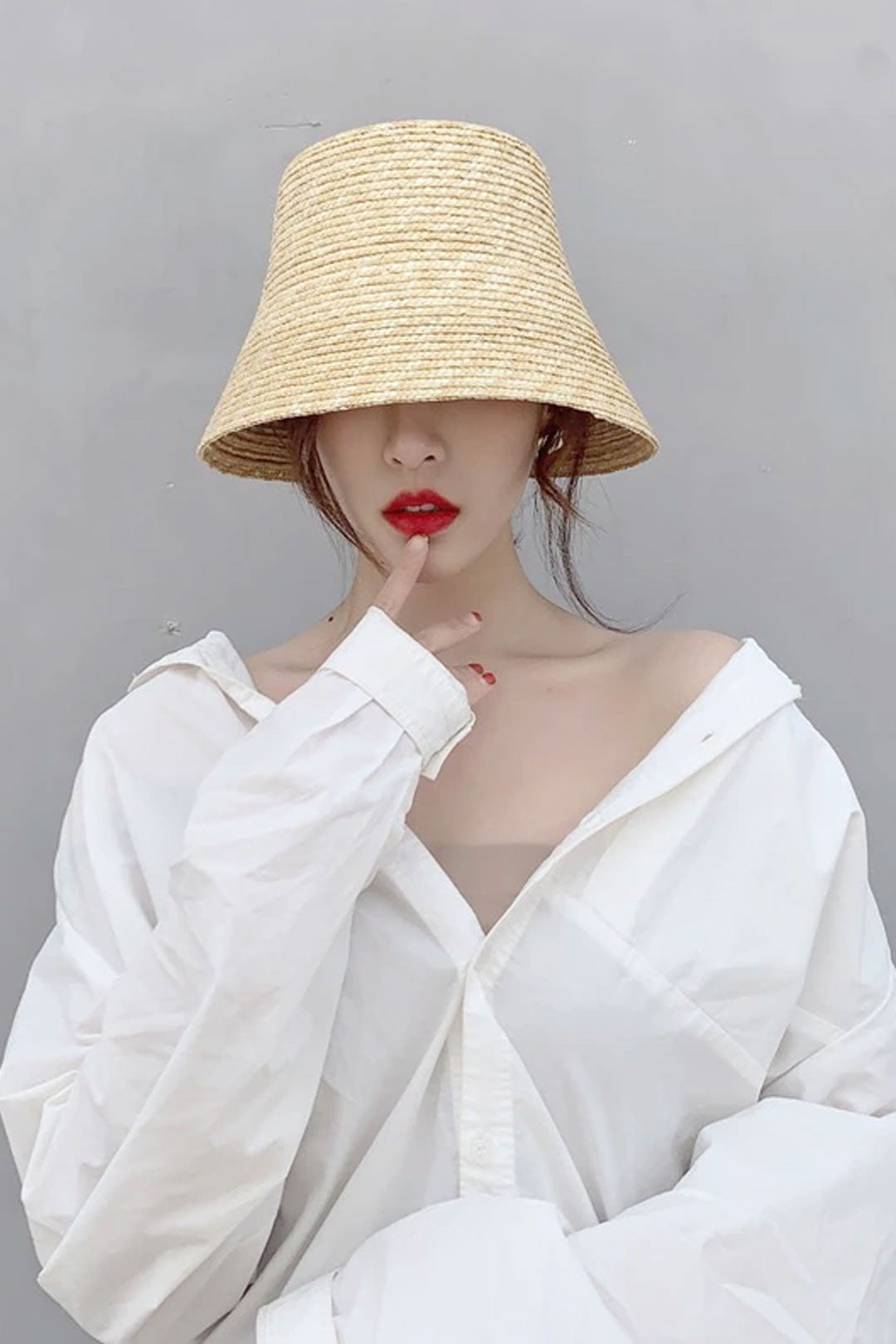 Boho Hat, Straw Bucket Hat, Black Ribbon