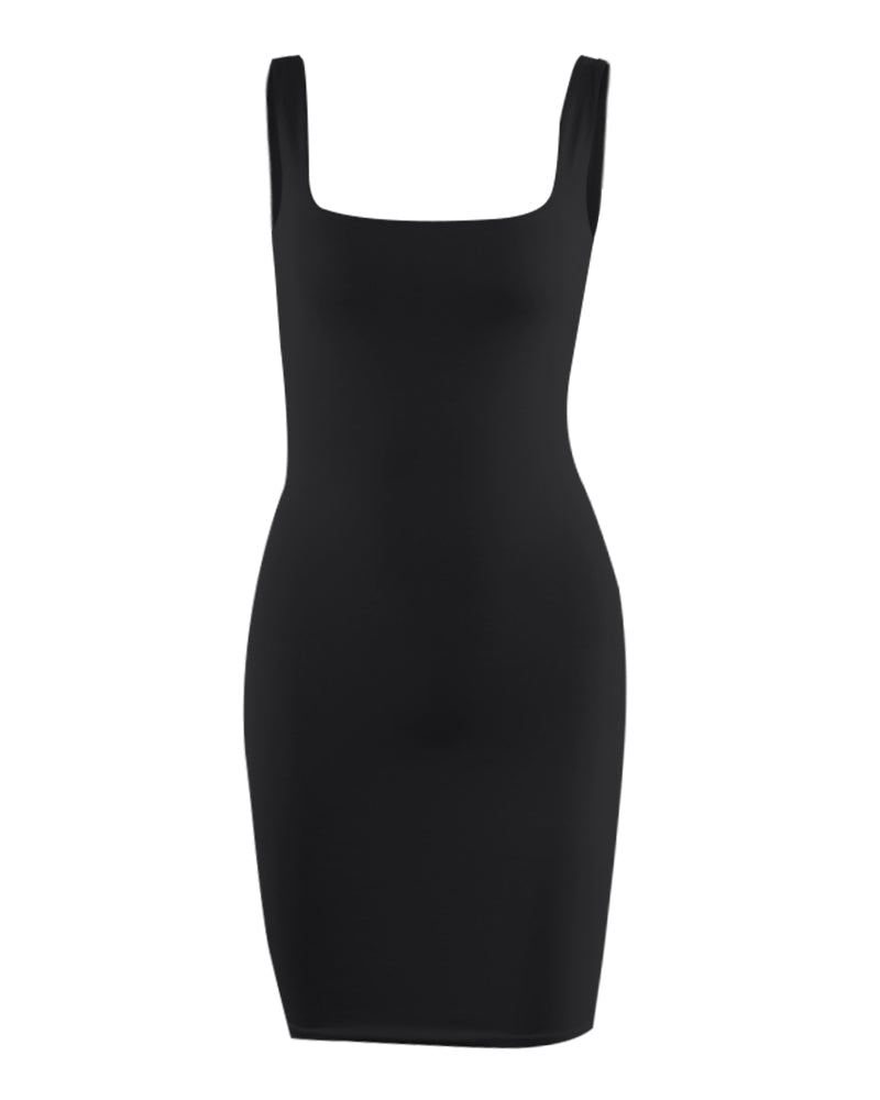 Solid Form Fitting Tank Mini Dress