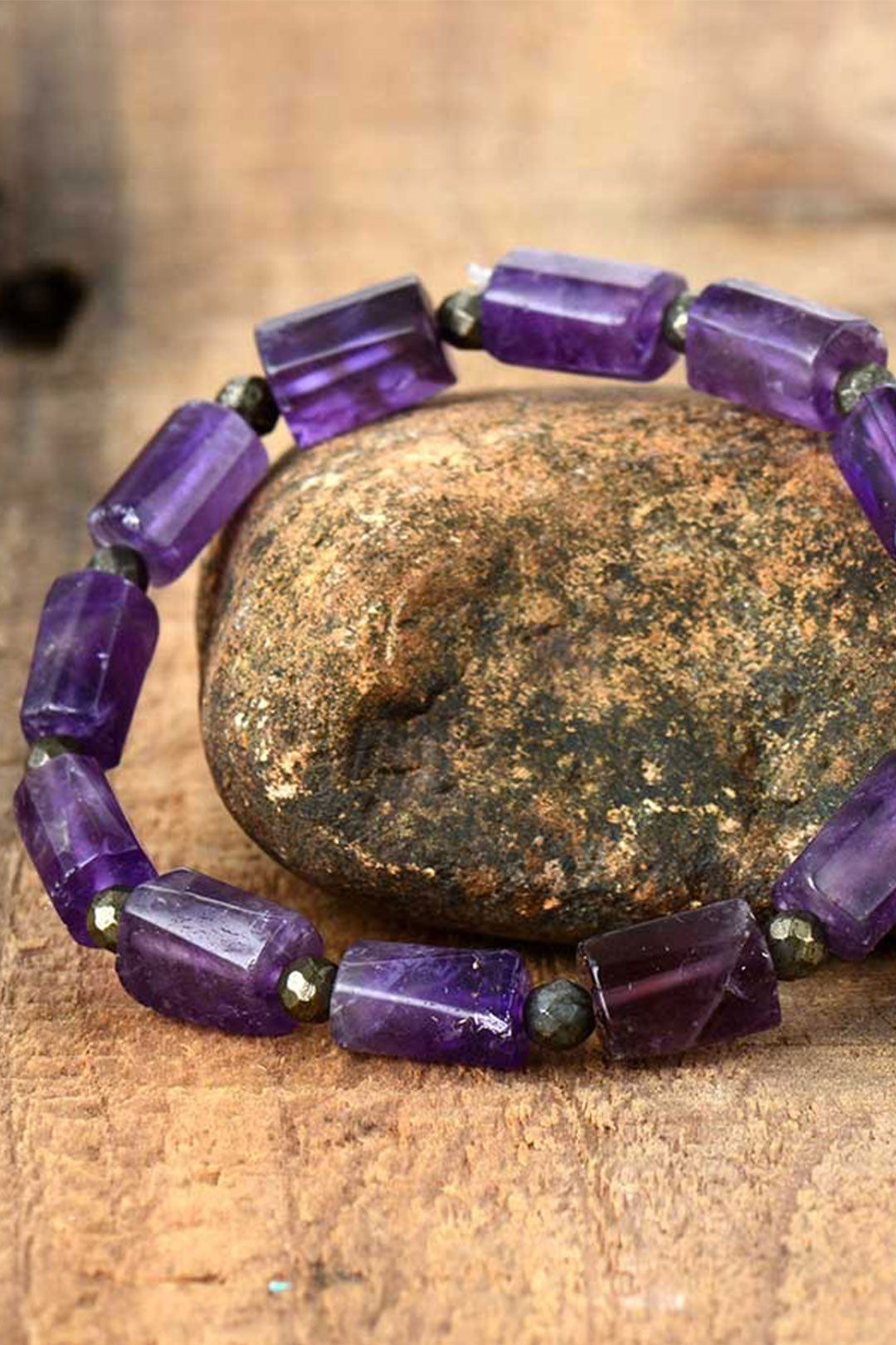 Boho Bracelet, Stretchy Bracelet, Blue Lapis and Purple Amethyst