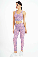 Yoga Set, Yoga Legging, Printed Workout 3 Piece Set Hooded Shirt Top, Vest and Legging, Tie-dye Fitness in Blue Pink Purple Orange