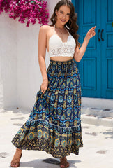 Boho Maxi Skirt - Hippie Style in  Red Peacock