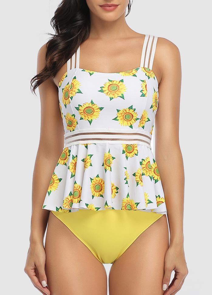 Cross Back Printed Tankini Set