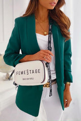 Open Front Solid Casual Blazer