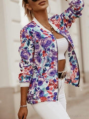 Vintage Print Long Sleeve Short Coat